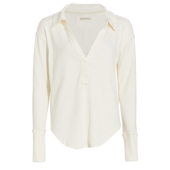 Free People Anakin Thermal Waffle-Knit Top - Extra Small White - Picture 4 of 10